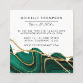 グリーンと金ゴールドアゲート滴下スクエアの名刺 スクエア名刺 (裏面)