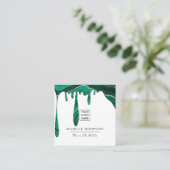 グリーンと金ゴールドアゲート滴下スクエアの名刺 スクエア名刺 (スタンド正面)