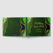 グリーンと金ゴールドアゲート結婚大理石 ゲストブック (全面)