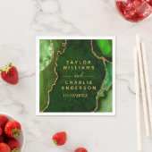 グリーンと金ゴールドアゲート結婚大理石 スタンダードカクテルナプキン (インサイチュ)