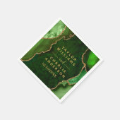 グリーンと金ゴールドアゲート結婚大理石 スタンダードカクテルナプキン (角)