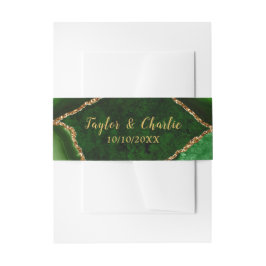 グリーンと金ゴールドアゲート結婚大理石 招待状ベリーバンド