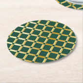 グリーンと金ゴールドアラビアインスパイア-紙コースター ラウンドペーパーコースター (アングル)