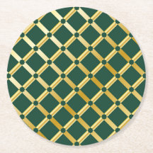 グリーンと金ゴールドアラビアインスパイア-紙コースター