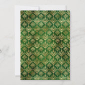 グリーンと金ゴールドウィンターダマスク21歳の誕生日 招待状 (裏面)