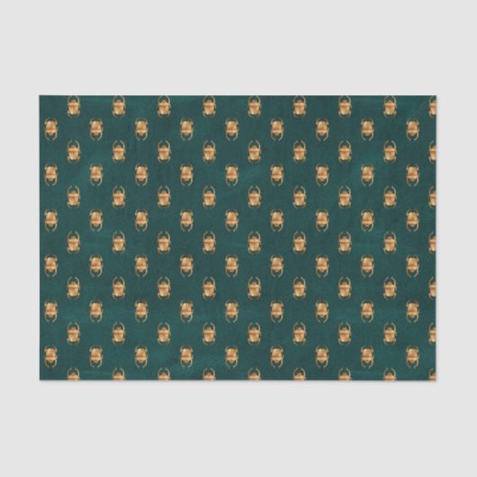 グリーンと金ゴールドエジプトスカラブティッシュペーパー 薄葉紙 (正面)