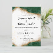 グリーンと金ゴールドエレガントウェディング招待状 招待状 (スタンド正面)