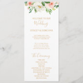 グリーンと金ゴールドエレガントフローラ結婚式 プログラム (正面)