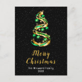 グリーンと金ゴールドオーナメントメリークリスマス シーズンポストカード (正面)