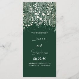 グリーンと金ゴールドガーデン花模様結婚式 プログラム