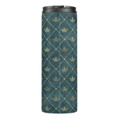 グリーンと金ゴールドクイーンクラウンパターン名前をカスタムする タンブラー (裏面)