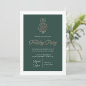 グリーンと金ゴールドクリスマスオーナメントホリデーパーティー 招待状 (スタンド正面)