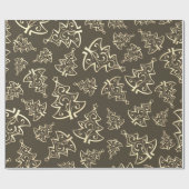 グリーンと金ゴールドクリスマスツリーラッピング紙 ラッピングペーパー (フラット)