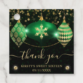 グリーンと金ゴールドクリスマスボードブルSweet sixteen フェイバータグ