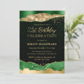 グリーンと金ゴールドグラムティアーズバースデーパーティー 招待状 (スタンド正面)