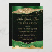グリーンと金ゴールドグラムティアーズ大晦日 招待状 (正面/裏面)