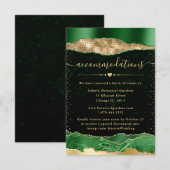 グリーンと金ゴールドグラムティアーズ結婚アコモデーション エンクロージャーカード (正面/裏面)
