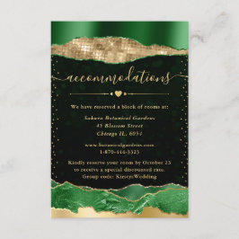 グリーンと金ゴールドグラムティアーズ結婚アコモデーション エンクロージャーカード