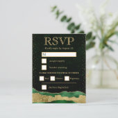 グリーンと金ゴールドグラムティアーズ結婚《写真》ぼけ味 出欠カード (スタンド正面)