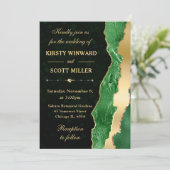 グリーンと金ゴールドグラムティアーズ結婚《写真》ぼけ味 招待状 (スタンド正面)