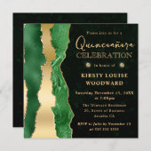 グリーンと金ゴールドグラムティアーズ《写真》ぼけ味キンセアニェラ 招待状 (正面/裏面)