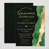 グリーンと金ゴールドグラムティアーズ《写真》ぼけ味キンセアニェラ 招待状 (正面/裏面)