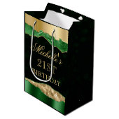 グリーンと金ゴールドグラムティアーズ《写真》ぼけ味バースデーパーティー ミディアムペーパーバッグ (正面アングル)