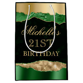 グリーンと金ゴールドグラムティアーズ《写真》ぼけ味バースデーパーティー ミディアムペーパーバッグ