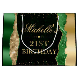 グリーンと金ゴールドグラムティアーズ《写真》ぼけ味バースデーパーティー ラージペーパーバッグ