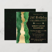 グリーンと金ゴールドグラムティアーズ《写真》ぼけ味21歳の誕生日 招待状 (正面/裏面)