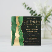 グリーンと金ゴールドグラムティアーズ《写真》ぼけ味21歳の誕生日 招待状 (スタンド正面)