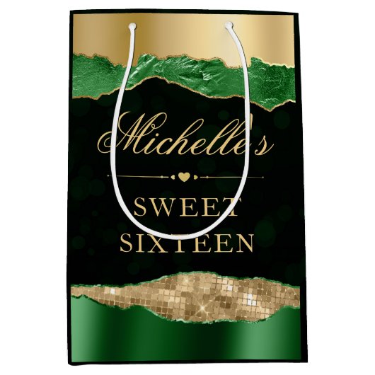 グリーンと金ゴールドグラムティアーズ《写真》ぼけ味Sweet sixteen ミディアムペーパーバッグ (正面)