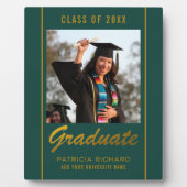 グリーンと金ゴールドグラード写真卒業記念テープ フォトプラーク (正面)