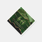 グリーンと金ゴールドグリッターアガテマーブルスウィート16 スタンダードカクテルナプキン (角)