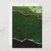 グリーンと金ゴールドグリッターアゲートマーブル結婚ズ 招待状 (裏面)