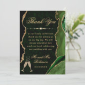 グリーンと金ゴールドグリッターアゲート&マーブル結婚ズ サンキューカード (スタンド正面)