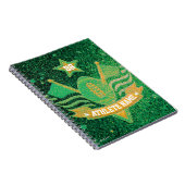 グリーンと金ゴールドグリッターアメリカンフットボール・チャンピオン ノートブック (右側)