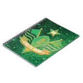 グリーンと金ゴールドグリッターアメリカンフットボール・チャンピオン ノートブック (左側)