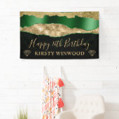 グリーンと金ゴールドグリッターグラムエッジSweet sixteen 横断幕 (インサイチュ)