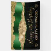 グリーンと金ゴールドグリッターグラムエッジSweet sixteen 横断幕 (縦)