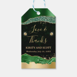 グリーンと金ゴールドグリッターグラムティアーズ結婚ズ ギフトタグ