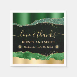 グリーンと金ゴールドグリッターグラムティアーズ結婚ズ スタンダードカクテルナプキン