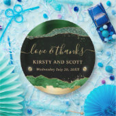 グリーンと金ゴールドグリッターグラムティアーズ結婚ズ ペーパープレート (パーティー)