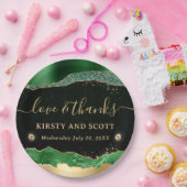 グリーンと金ゴールドグリッターグラムティアーズ結婚ズ ペーパープレート (パーティー)