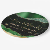 グリーンと金ゴールドグリッターグラムティアーズ結婚ズ ペーパープレート (アングル)
