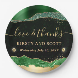 グリーンと金ゴールドグリッターグラムティアーズ結婚ズ ペーパープレート