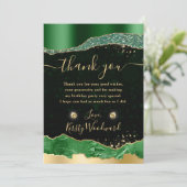 グリーンと金ゴールドグリッターグラムティアーズ誕生日 サンキューカード (スタンド正面)