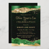 グリーンと金ゴールドグリッターグラムティアーズ 招待状 (正面/裏面)