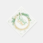 グリーンと金ゴールドグリッタースウィート17thバースデーパーティー スタンダードカクテルナプキン (角)