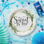 グリーンと金ゴールドグリッタースウィート18thバースデーパーティー ペーパープレート (パーティー)